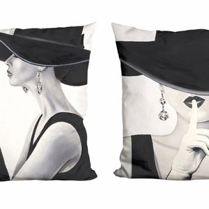 Set of 2 beautiful Women Pillow cushion Deco Art